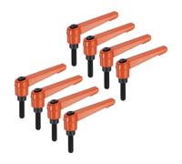 sourcing map 8 manijas ajustables de palanca M6 x 20 mm, rosca métrica macho | Mango de sujeción de nivel, pomos de mano giratorios con palanca de bloqueo, color naranja