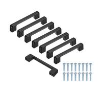 sourcing map 8 manijas de gabinete de cocina, aleación de aluminio de 3.8 pulgadas (96 mm) con agujero central de base ancha, tiradores de cajón con tornillos para armario, tocador, color negro
