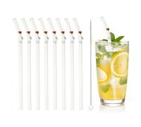 sourcing map 8 pajitas de vidrio reutilizables, 20 cm, con forma de corazón, resistentes a los golpes, transparentes, lindas pajitas para whisky, café, jugo, refrescos, té, rojo/rosa/blanco