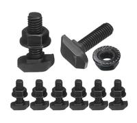 sourcing map 8 pernos M6 x 20 mm con ranura en T, pernos de cabeza de martillo de acero al carbono, tornillo deslizante con tuercas hexagonales M6 para perfil de aluminio de la serie 30 estándar