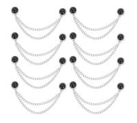 sourcing map 8 pines magnéticos para ropa, estilo perla, multifunción, clip magnético de metal con cadena para fijación de dobladillo, pantalones, camisas, acortamiento de camisetas, negro/plateado