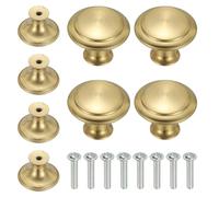 sourcing map 8 pomos de acero inoxidable, 27 mm, con forma de hongo, tiradores de un solo agujero con tornillos para cajón, tocador, armario, decoración de muebles, color dorado