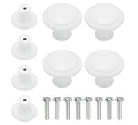 sourcing map 8 pomos de acero inoxidable, 27 mm, con forma de hongo, tiradores de un solo agujero con tornillos para cajón, tocador, armario, decoración de muebles, color blanco