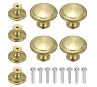 sourcing map 8 pomos de acero inoxidable, 30 mm, con forma de hongo, tiradores de un solo agujero con tornillos para cajón, tocador, armario, decoración de muebles, color dorado