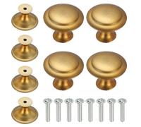 sourcing map 8 pomos de acero inoxidable, 30 mm, con forma de hongo, tiradores de un solo agujero con tornillos para cajón, tocador, armario, decoración de muebles, color amarillo