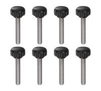 sourcing map 8 pomos de sujeción moleteados M6 x 35 mm métricos de acero inoxidable 304 con rosca macho tipo tornillo de 18 mm de plástico de cabeza redonda roscada de perno de mano negro