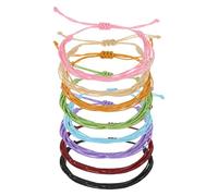 sourcing map 8 pulseras de cuerda trenzada, pulseras ajustables de cuerda tejida bohemia, impermeables, tobilleras de cuerda encerada, accesorio elegante para mujeres y hombres, cumpleaños, amistad, 8