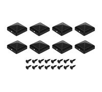 sourcing map 8 tapas para postes de valla, 2 x 2 pulgadas, impermeables, resistentes, de hierro, con tornillos, para valla de metal, madera, buzón, patio, color negro