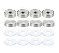 sourcing map 8 tapones de rosca de separación, 0.75 pulgadas de diámetro, accesorio de uñas de vidrio con 8 juntas de goma para marco acrílico, tablero publicitario, conectar y fijar, plata cepillada