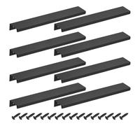 sourcing map 8 tiradores de dedo, 200 mm/7.87 pulgadas, manijas ocultas de aluminio para cajón, accesorios modernos para cocina, muebles, armario, color negro