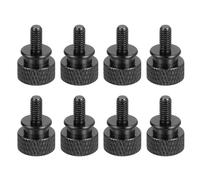 sourcing map 8 tornillos de aluminio M4 x 0,7 mm, 12 x 18 mm (ODxH) tornillos de pulgar para caja de computadora para panel lateral de PC, tornillo de montaje de placa base, color negro