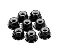 sourcing map 8 tuercas de bloqueo de aleación de aluminio de 0,7 mm de paso M4, tuercas hexagonales con bridas, bloqueo de nailon dentado para dron RC Quadcopter, adaptador de accesorios de motor FPV