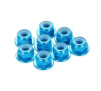 sourcing map 8 tuercas de bloqueo de aleación de aluminio de 0,7 mm de paso M4, tuercas hexagonales con bridas, bloqueo de nailon dentado para dron RC Quadcopter, adaptador de accesorios de motor