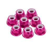 sourcing map 8 tuercas de bloqueo de aleación de aluminio de 0,7 mm de paso M4, tuercas hexagonales con bridas, bloqueo de nailon dentado para dron RC Quadcopter, adaptador de accesorios de motor FPV