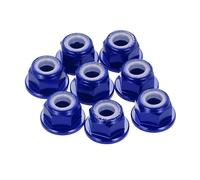 sourcing map 8 tuercas de bloqueo de aleación de aluminio de 0,7 mm de paso M4, tuercas hexagonales con bridas, bloqueo de nailon dentado para dron RC Quadcopter, adaptador de accesorios de motor