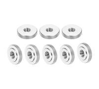 sourcing map 8 tuercas de pulgar moleteadas M8, acero inoxidable 304, cabeza plana moleteada redonda, tuerca de mango a través del agujero, tuercas de ajuste de bloqueo, tipo fino, color plateado