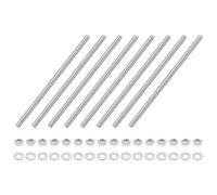 sourcing map 8 varillas totalmente roscadas, M6 x 130 mm de acero inoxidable con tuercas y arandela plana, barra de varilla totalmente tachonada para abrazaderas, perchas y pernos en U