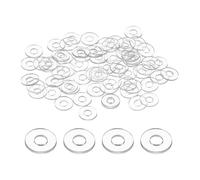sourcing map 80 arandelas planas transparentes de PVC M2 de 2 mm de diámetro interior de 5 mm de diámetro exterior de 1 mm de grosor, para puerta de ducha, toallero, transparente