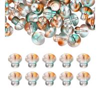 sourcing map 80 cuentas de cristal de hongo de 14 mm, cuentas transparentes para manualidades, colgantes de vidrio, cuentas espaciadoras sueltas para manualidades, aretes, collares, joyería, verde