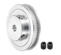 sourcing map 80 dientes 10 mm diámetro polea de distribución dentada, rueda síncrona de aluminio plata con tornillo M5 para correa de impresora 3D, máquina CNC