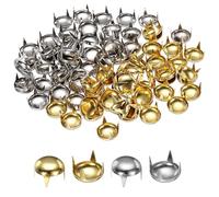 sourcing map 80 remaches redondos de cobre de 10 mm con 4 garras de metal con puntos punk rock para cuero, manualidades, ropa, cinturón, bolsa, zapatos, pulsera, accesorios, plata/dorado