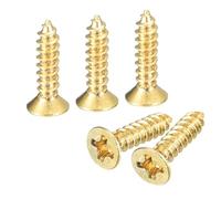 sourcing map 80 tornillos de latón para madera, tornillos autorroscantes Phillips de cabeza plana M3 x 12 mm para bisagras de puerta, muebles de madera, electrodomésticos