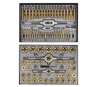 sourcing map 86Pcs Juego de Machos y Terrajas Métricas y Sae con Mango de Llave para Roscar y Rehacer Roscas Externas e Internas