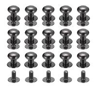 sourcing map 8mm Bola Cabeza Perno Remaches Tornillo Espalda, 15 Paquete Redondo Cabeza Botón Pezón Remache para Bricolaje Cuero Artesanía Bolso Cinturón, Metálico Negro