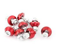 sourcing map 8pcs Tornillos para Matrícula de Coche con Tuercas Tapón de Aleación de Aluminio Rojo Tornillos Moto Estrella