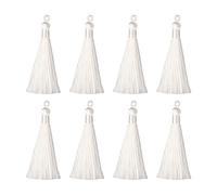 sourcing map 8uds Borlas para Marcapáginas 3.66" Sedoso Mini Borla Blanco