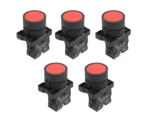 sourcing map a12082000ux0371 1 NC N/C Rojo Señal pulsador momentáneo Botón Interruptor, 600 V, 10 Amperio, ZB2-EA42, 5 x 22 mm