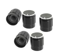 sourcing map a13041000ux0022-5 piezas de 6 mm de metal negro con estrías de inserción del eje de diámetro. perillas de control del potenciómetro