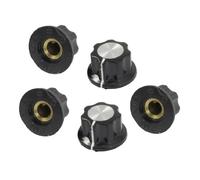 sourcing map a13041000ux0026-5 piezas de plata negro 16mm tono principales botones giratorios para diámetro de 6 mm. potenciómetro eje