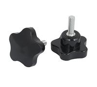 sourcing map - a15072100ux0159 50 mm M8 x 25 mm rosca macho estrella cabeza tornillo en sujeción Knob - negro/tono de plata (2 piezas)