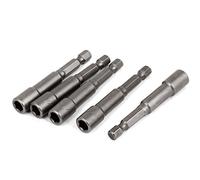 sourcing map - a15073000ux0044 1/4-inch Vástago 1/4-inch Hex Socket Nut Setter Conductor Bit Adaptador - Plata gris (5 piezas)