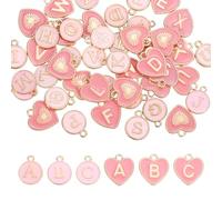 sourcing map Abalorio con letra inicial de doble cara del alfabeto, corazón de la A a la Z y letra redonda para hacer joyas, collares, pulseras, aretes, accesorios de joyería, talla única, Metal, No