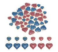 sourcing map Abalorio de corazón con purpurina, colgantes de amor de San Valentín, llaveros de aleación con pegamento goteante, purpurina para hacer joyas, pendientes, collares, pulseras, manualidades