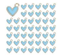 sourcing map Abalorio de corazón de aleación esmaltada, colgante de corazón de San Valentín, joyería para hacer collares, pulseras, pendientes, llaveros, 8mm, Esmalte, No es una piedra preciosa
