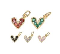 sourcing map Abalorio de corazón, mini colgantes de corazón de circonita cúbica a granel con anillo de salto para hacer joyas, collares, pulseras, colgantes pequeños, Medium, Piedra preciosa