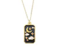 sourcing map Abalorio de tarot, 23 x 11 mm, acero de titanio, cuadrado, esmaltado, para tarjeta de tarot, colgante rectangular para cumpleaños, Navidad, aniversario, color negro, 23x11mm, Acero