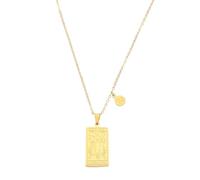 sourcing map Abalorio de tarot, 26 x 12 mm, acero de titanio, cuadrado, esmaltado, para tarjetas de tarot, dije rectangular para Navidad, cumpleaños, aniversario, dorado, 26x12mm, Acero aleado, No es