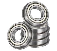 sourcing map ABEC5 - Rodamientos de bolas con brida, 5 unidades, 12 x 24 x 6 mm, doble blindaje, acero cromado