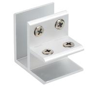 sourcing map Abrazadera de Vidrio de 90 Grados Soporte de Estante de Vidrio Ajustable de Doble Cara para Grosor de 14-17 mm Abrazadera de Clip de Aleación de Aluminio Tono Plateado