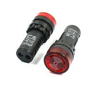 sourcing map AC 220 V 28 mm LED rojo Indicador de señal Lámpara Luz de alarma w Zumbador 2PCS