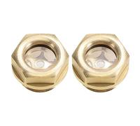 sourcing map Aceite Líquido Nivel Manómetro Visor Vidrio M20x1.5mm Macho Roscado Latón Aire Compresor Accesorios con Junta Tórica, Amarillo 2uds