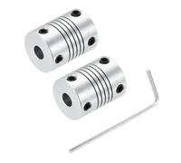 sourcing map Acoplamiento de eje de aleación de aluminio de 6,35 mm a 6 mm, 2 unidades, longitud 25 x profundidad 19, haz acoplador flexible para impresora 3D, máquina CNC, codificadores y eje de