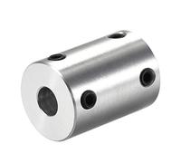 sourcing map Acoplamiento Rígido de Eje de 6,35mm a 6,35mm, Acoplador 25mm Longitud 18mm Diámetro con Tornillos, Conector de Aleación de Aluminio, Accesorios para Motor