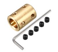 sourcing map Acoplamiento Rígido de Eje de 6mm a 10mm, Acoplador Conector de con Tornillos y Llave 22mm Longitud 16mm Diámetro para Impresora 3D, Máquina CNC, Codificador DIY, Tono Dorado
