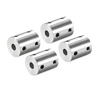 sourcing map Acoplamiento Rígido de Eje de 6mm a 6,35mm, Acoplador 25mm Longitud 20mm Diámetro con Tornillos, Conector de Aleación de Aluminio, Accesorios para Motor, 4 Pcs
