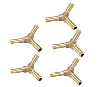 sourcing map Acople de manguera de púa de latón de 6 mm en forma de Y conector de 3 vías adaptador de unión 5pcs